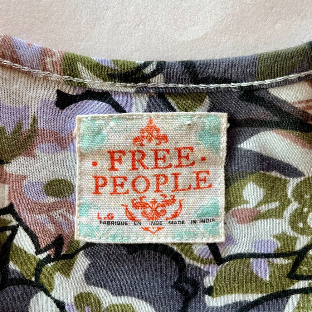 Free People Western Royalty Beaded Paisley Babydoll Dress Purple & Green Size L - Picture 6 of 12